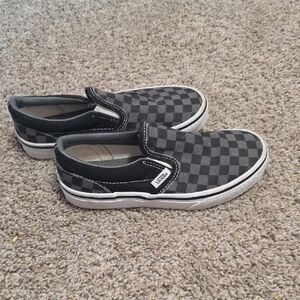 Vans Kids Black and Gray Checkerboard Slip-On Sneakers